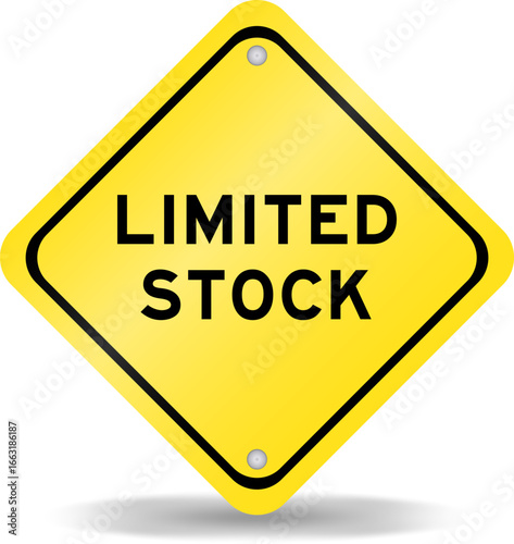 Yellow color transportation sign with word limited stock on white background
