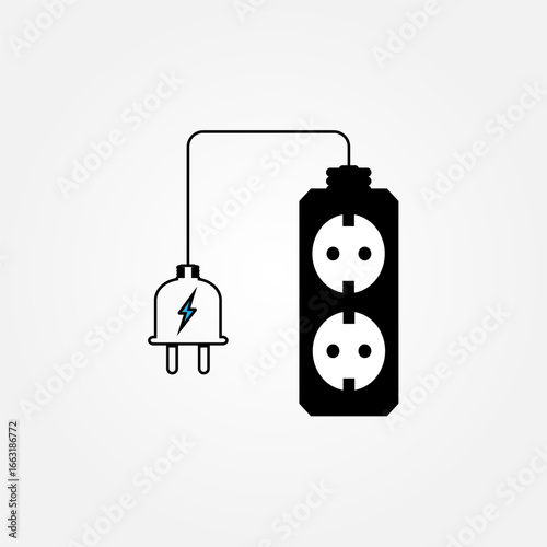 Vector illustration of an extension socket with multiple outlets, modern design for electricity and power supply concepts. Perfect for technology, household, and electronic equipment themes.