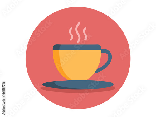 Cup of aromatic hot coffee on color background
