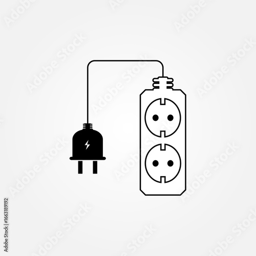 Vector illustration of an extension socket with multiple outlets, modern design for electricity and power supply concepts. Perfect for technology, household, and electronic equipment themes.