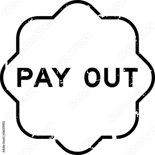 Grunge black pay out word square rubber seal stamp on white background