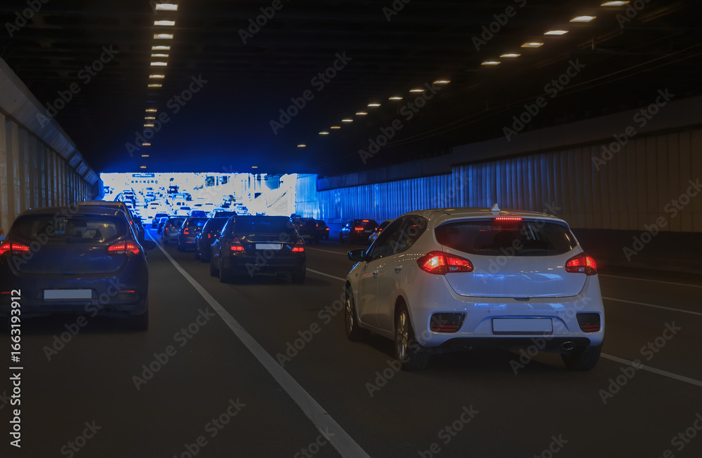 Fototapeta premium Car traffic in a tunnel