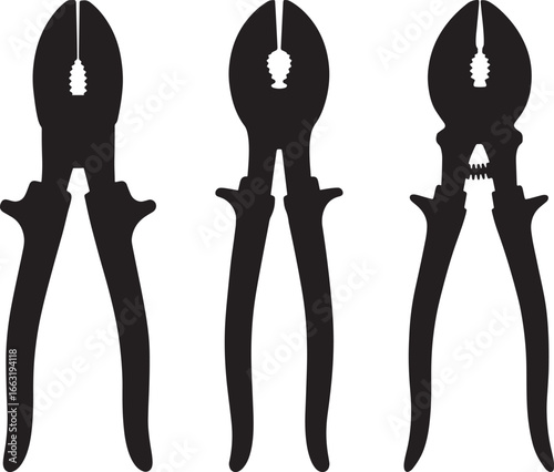 Three black silhouettes of bolt cutters