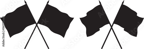 Two black flags waving in the wind silhouette