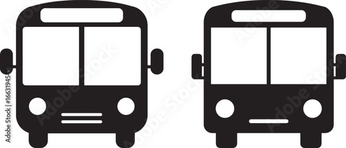 Two buses facing forward silhouette