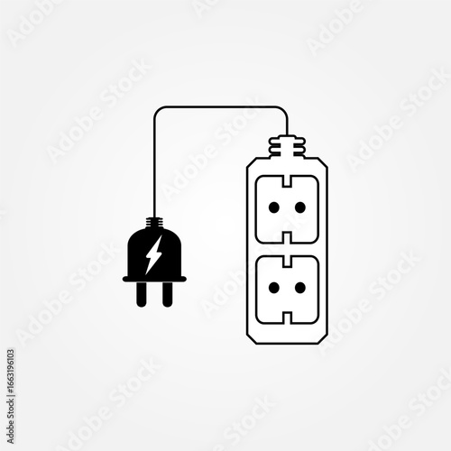 Vector illustration of an extension socket with multiple outlets, modern design for electricity and power supply concepts. Perfect for technology, household, and electronic equipment themes.