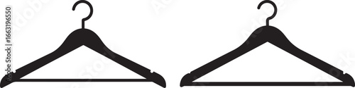 Two black clothing hangers in silhouette