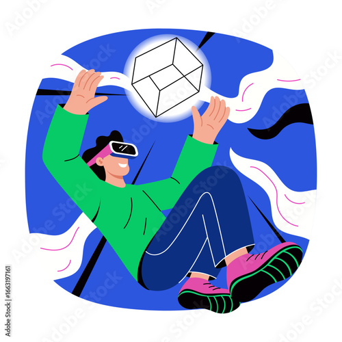 A flat style illustration showing 3d modelling