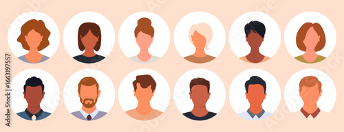 Vector flat illustration. Avatar, user profile, face icon, profile picture. Suitable for social media profiles, icons, splash screens and as a template.