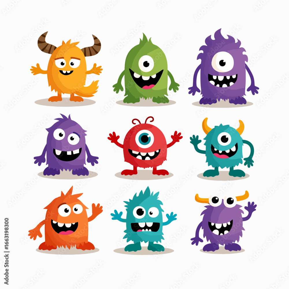 Obraz premium Set of scary monster illustration