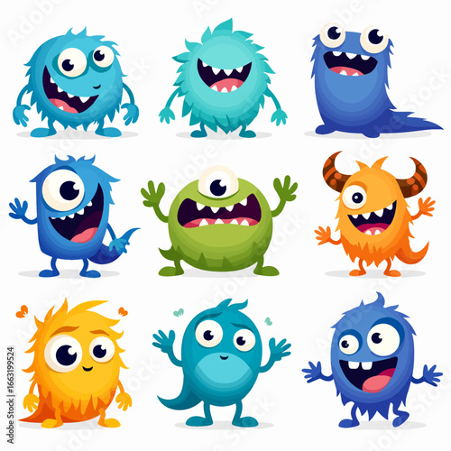 Wallpaper Mural Flat Cartoon Monster Illustration 2d Torontodigital.ca