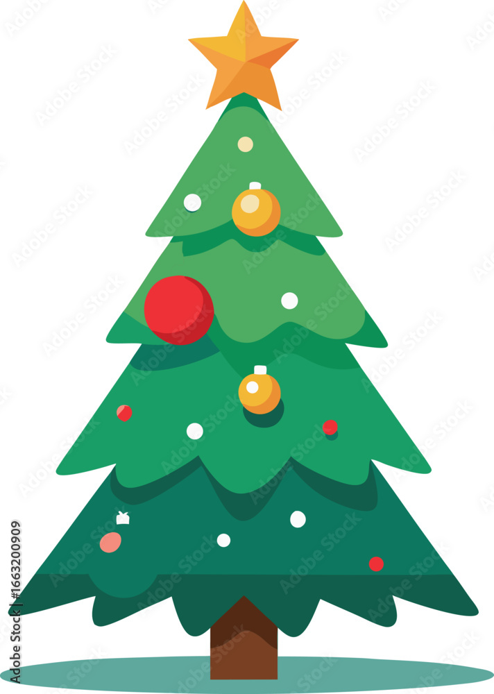 Decorated Christmas tree isolated on white background for holiday celebration illustration Decorated Christmas tree isolated on white background for holiday celebration illustration