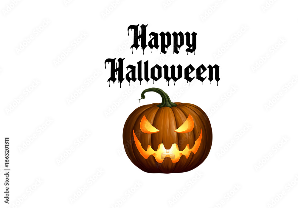 Obraz premium Spooky Halloween Pumpkin isolated on transparent background