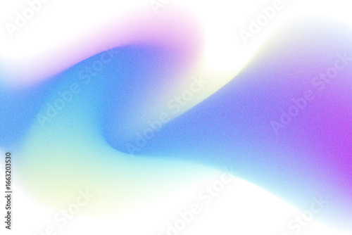 Abstract blue, yellow blurred gradient flowing wave form with grain texture, isolated pink dust PNG. Iridescent smooth noise design element, transparent background. Aesthetic granulated decoration.