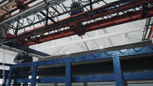 Electroplating. A production line for coating with a protective layer of metal. Corrosion and rust protection	
