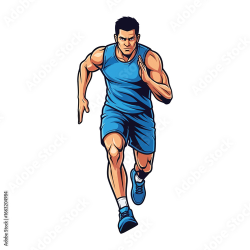 Dynamic Runner's Leap: A dynamic illustration captures a determined athlete mid-stride, emphasizing strength, speed, and unwavering focus. 