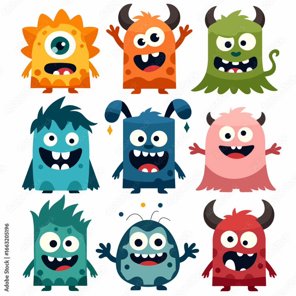 Naklejka premium a set of cute monster character