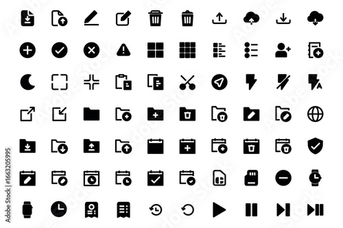 User Interface Universal Solid Icon Set. Icons are Suitable for Web Page, Mobile App, UI, UX and GUI design.
