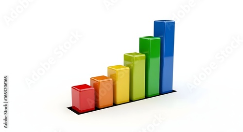Colorful bar graph showing growth and progress on a white background in a studio shot image Free Download Colorful bar graph showing growth and progress on a white background in a studio shot image - GFXLoad