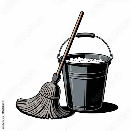 bucket and mop