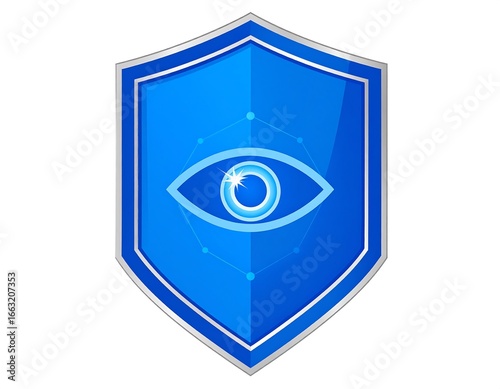 Blue shield with eye graphic