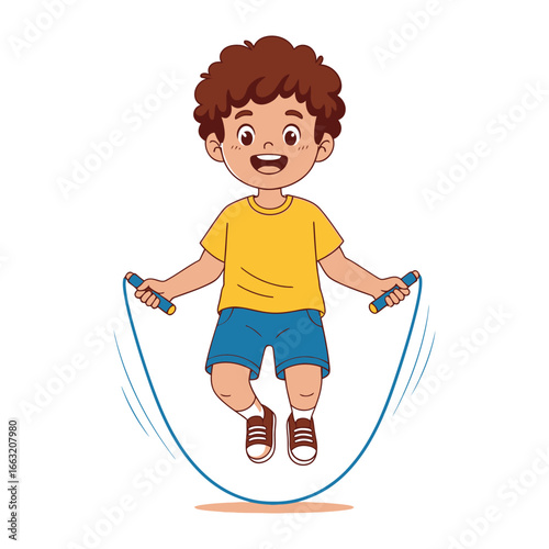 Jump Rope Joy: An illustration of a child having a happy and active time skipping a rope.