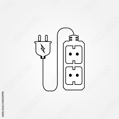 Vector illustration of an extension socket with multiple outlets, modern design for electricity and power supply concepts. Perfect for technology, household, and electronic equipment themes.