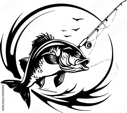 "Dynamic Spearfishing Fish Logo"
