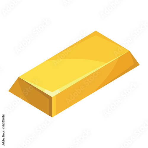 Golden bar vector illustration showcasing a smooth, shiny surface and angled edges with a vibrant yellow hue