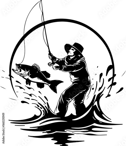 "Dynamic Spearfishing Fish Logo"