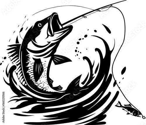 "Dynamic Spearfishing Fish Logo"
