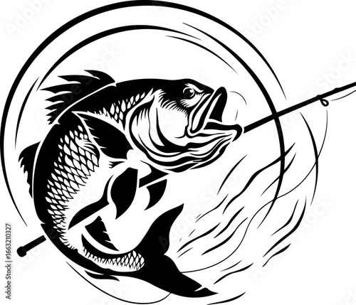 "Dynamic Spearfishing Fish Logo"