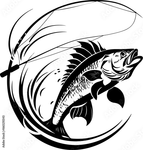 "Dynamic Spearfishing Fish Logo"