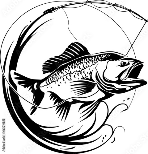 "Dynamic Spearfishing Fish Logo"