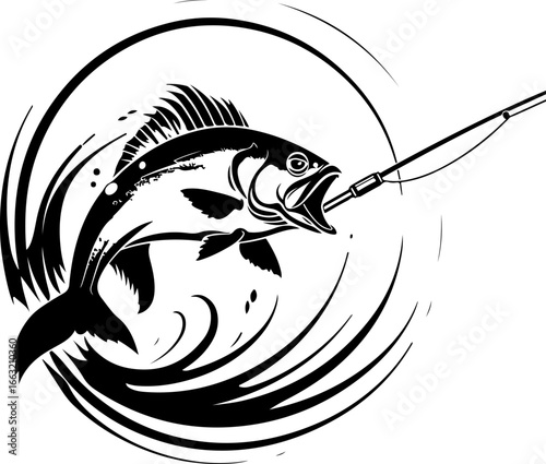 "Dynamic Spearfishing Fish Logo"
