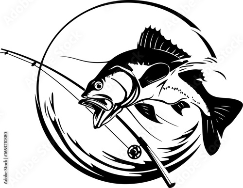 "Dynamic Spearfishing Fish Logo"