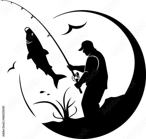 "Dynamic Spearfishing Fish Logo"