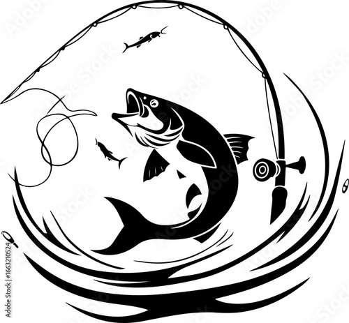 "Dynamic Spearfishing Fish Logo"