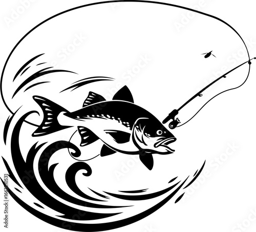 "Dynamic Spearfishing Fish Logo"