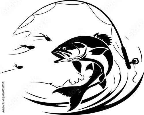 "Dynamic Spearfishing Fish Logo"
