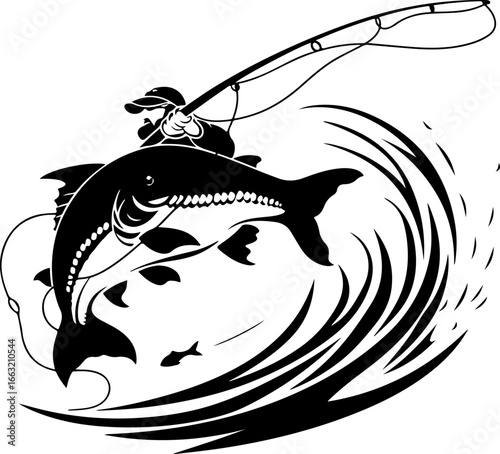 "Dynamic Spearfishing Fish Logo"