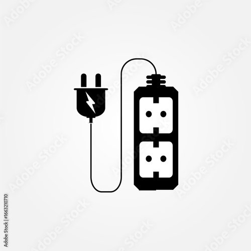 Vector illustration of an extension socket with multiple outlets, modern design for electricity and power supply concepts. Perfect for technology, household, and electronic equipment themes.