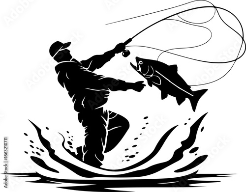 "Dynamic Spearfishing Fish Logo"