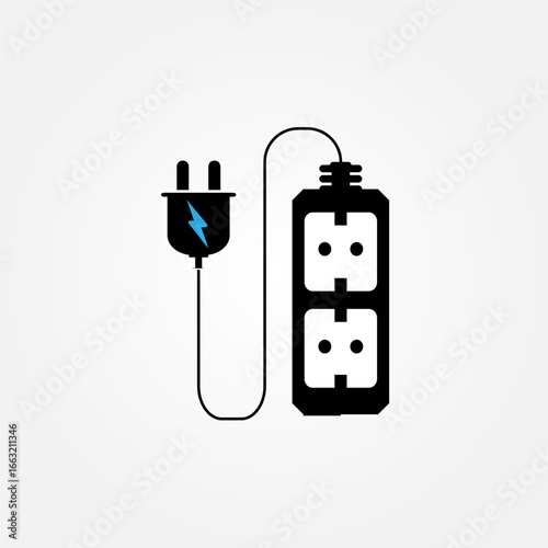 Vector illustration of an extension socket with multiple outlets, modern design for electricity and power supply concepts. Perfect for technology, household, and electronic equipment themes.