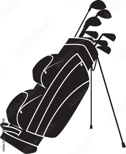 black golf bag with clubs clip art preview