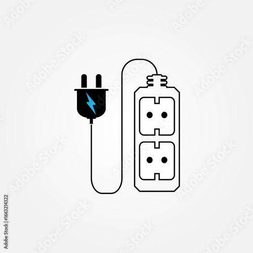 Vector illustration of an extension socket with multiple outlets, modern design for electricity and power supply concepts. Perfect for technology, household, and electronic equipment themes.