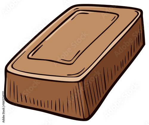 Simple brown bar of soap with a clean outline and subtle shading
