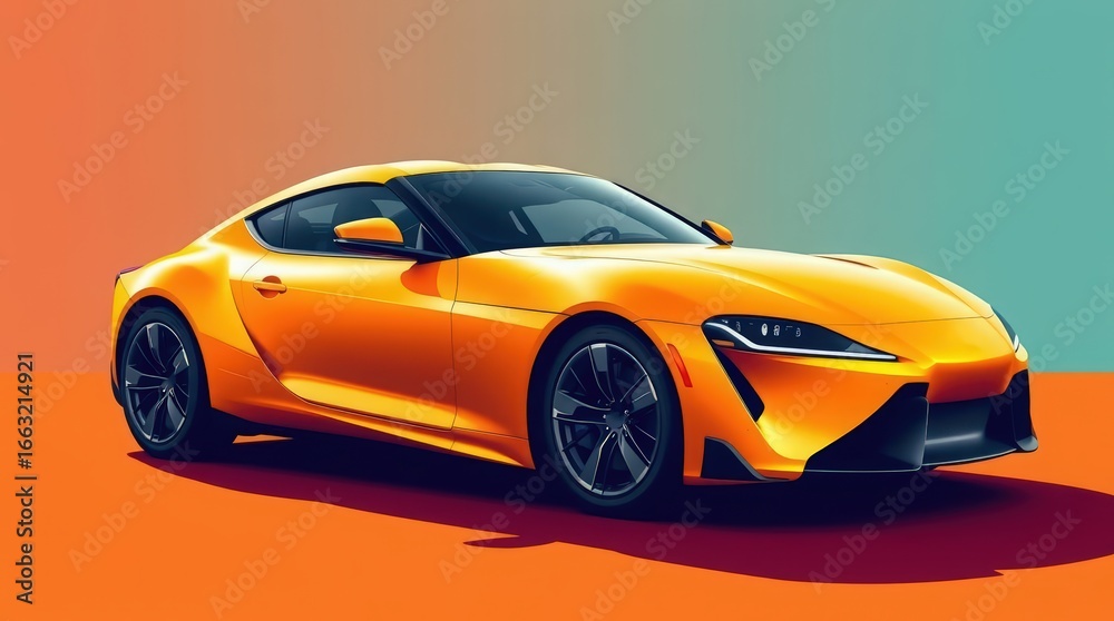 Naklejka premium Experience the thrill of driving a vibrant yellow sports car with a dynamic design that evokes speed and excitement