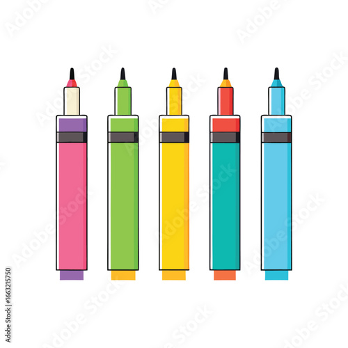 Minimal Vector Highlighters Set Isolated on White
