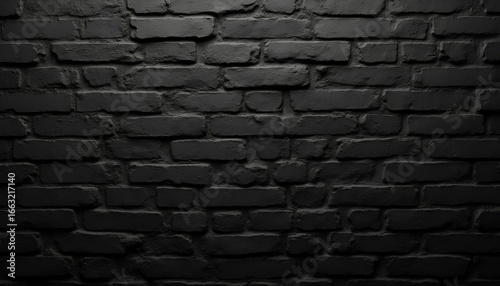 Texture of a black painted brick wall as a background or wallpaper